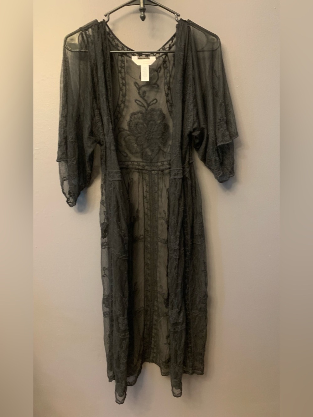 Black Embroidered Sheer Whimsy Cover Up